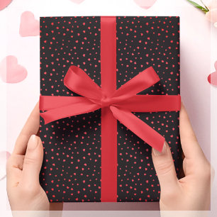 Papier Cadeau Cadeau de coeur rouge et noir