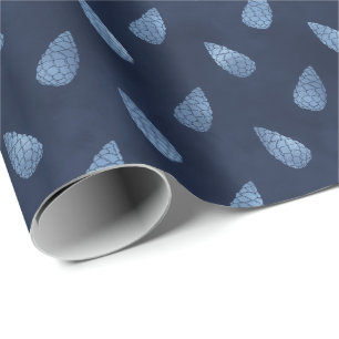 Papier Cadeau Cadeau de Cônes de Pin de Noël Bleu Glacé Élégant