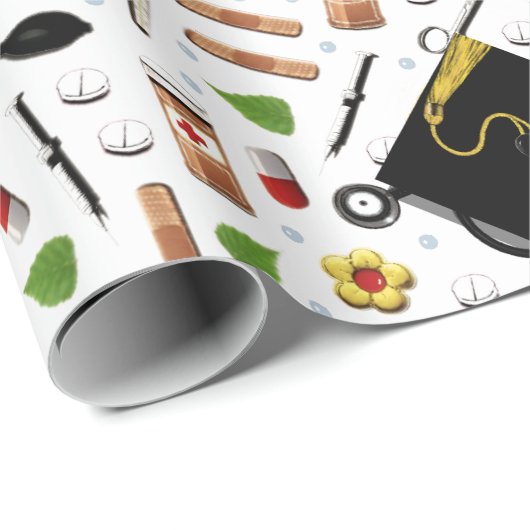 Papier Cadeau Cadeau de diplôme d'infirmière (Coin rond)