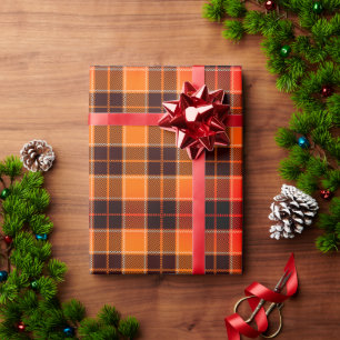 Papier Cadeau Cadeau de fête cosy Orange & Black à carreaux