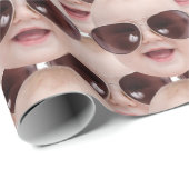 Papier Cadeau Cadeau de fête d'anniversaire à visage drôle moder (Coin rond)