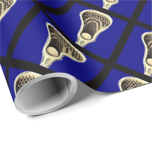 Papier Cadeau Cadeau de Lacrosse Bleu (Coin rond)