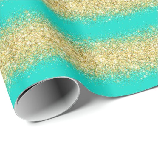 Papier Cadeau Cadeau de luxe Populaire Turquoise Gold Parties sc (Coin rond)