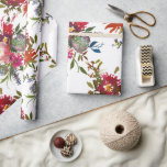 Papier Cadeau Cadeau de mariage botanique floral rouge boho élég<br><div class="desc">Ce joli motif de mariage floral boho élégant est sûr de plaire à votre couple spécial avec son motif chic et joyeux. Ce design présente un fond blanc avec des fleurs rouges et des éléments botaniques.</div>