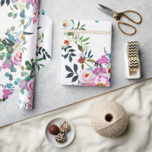 Papier Cadeau Cadeau de mariage floral boho rose lavande joli