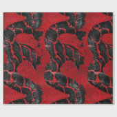 Papier Cadeau Cadeau de motif de peau de python rouge et noir mo (Plat)