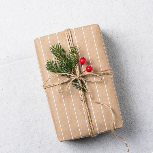 Papier Cadeau Cadeau de Noël à rayures beige