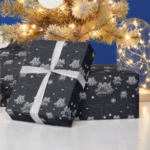 Papier Cadeau Cadeau de Noël blanc et noir Motif