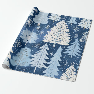 Papier Cadeau Cadeau de Noël bleu et blanc