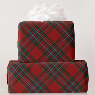Papier Cadeau Cadeau de Noël bleu vert et rouge Tartan plaid