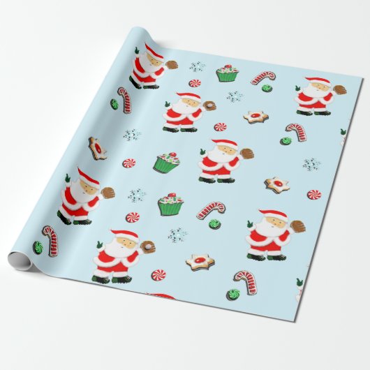 Papier Cadeau cadeau de Noël de baseball (Déroulé)