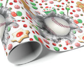 Papier Cadeau Cadeau de Noël de baseball (Coin rond)