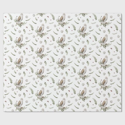 Papier Cadeau Cadeau de Noël de Chouette rustique (Plat)