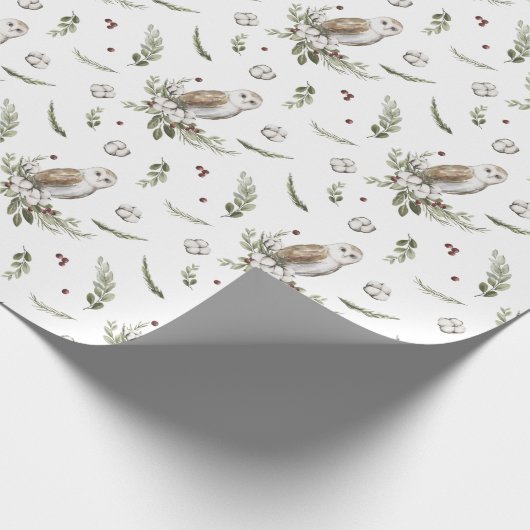Papier Cadeau Cadeau de Noël de Chouette rustique (Coin)