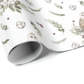 Papier Cadeau Cadeau de Noël de Chouette rustique (Coin rond)