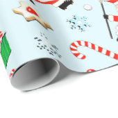 Papier Cadeau Cadeau de Noël de crosse (Coin rond)