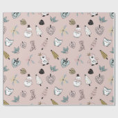 Papier Cadeau Cadeau de Noël de fille rose mignonne (Plat)