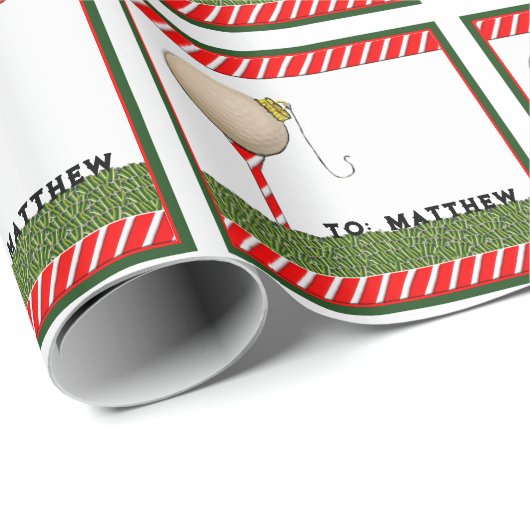 Papier Cadeau Cadeau de Noël de golf (Coin rond)