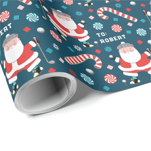 Papier Cadeau Cadeau de Noël de golf (Coin rond)