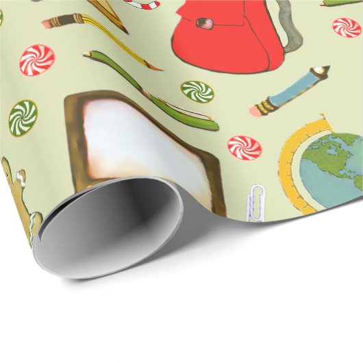 Papier Cadeau Cadeau de Noël de l'enseignant (Coin rond)