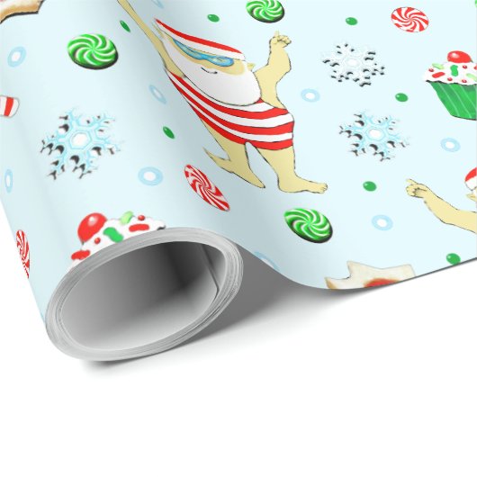 Papier Cadeau Cadeau de Noël de natation (Coin rond)