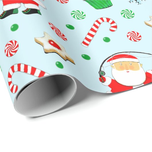 Papier Cadeau Cadeau de Noël de pêche (Coin rond)