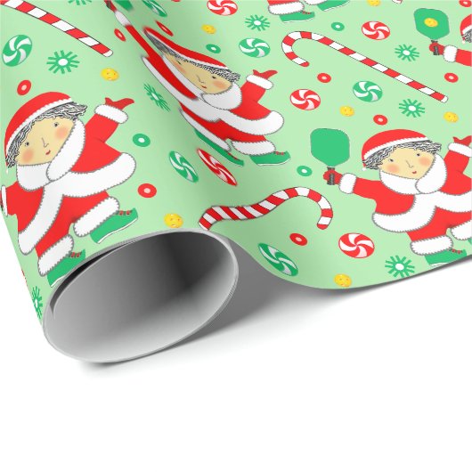 Papier Cadeau Cadeau de Noël de pickleball (Coin rond)