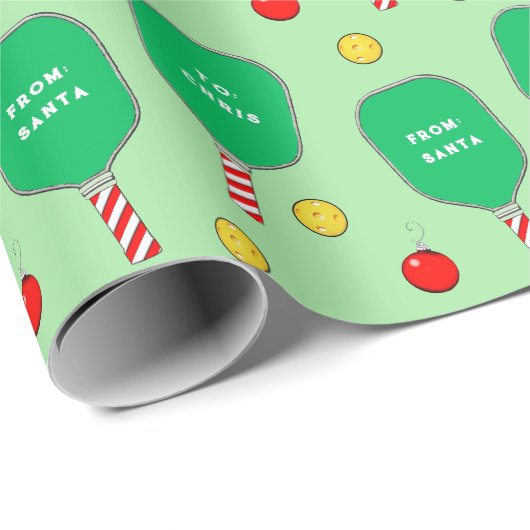 Papier Cadeau Cadeau de Noël de pickleball (Coin rond)