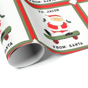Papier Cadeau Cadeau de Noël de planche à roulettes