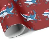 Papier Cadeau Cadeau de Noël de Shark Santa Hat (Coin rond)