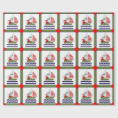 Papier Cadeau Cadeau de Noël de thème nautique (Plat)