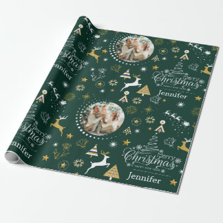 Papier Cadeau Cadeau de Noël Emerald Green Joyeux personnalisé