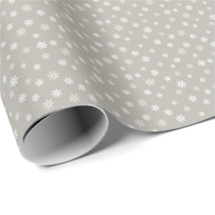Papier Cadeau Cadeau de Noël flocon de neige blanc gris
