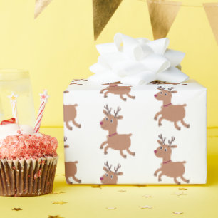 Papier Cadeau Cadeau de Noël habillé rennes mignons