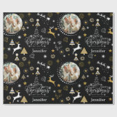 Papier Cadeau Cadeau de Noël Joyeux Noir Personnalisé (Plat)