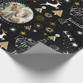 Papier Cadeau Cadeau de Noël Joyeux Noir Personnalisé (Coin)