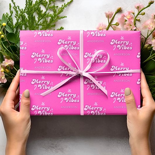 Papier Cadeau Cadeau de Noël Joyeux Vibes seulement Personnalisé