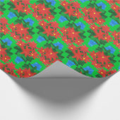 Papier Cadeau Cadeau de Noël personnalisé : Poinsettias, Vert (Coin)