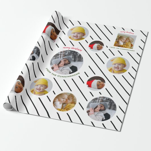 Papier Cadeau Cadeau de Noël personnalisé 🎄 quatre photos (Déroulé)