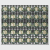 Papier Cadeau Cadeau de Noël Plaid Buffalo | Noël d'or (Plat)