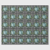 Papier Cadeau Cadeau de Noël Plaid Buffalo | Noël Turquoise (Plat)