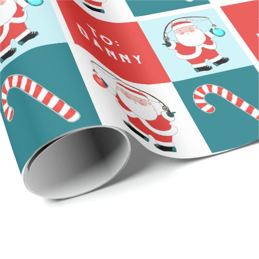 Papier Cadeau Cadeau de Noël pour la pêche créative (Coin rond)