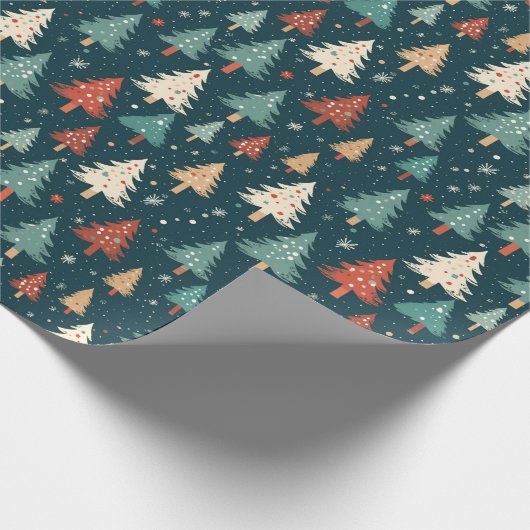 Papier Cadeau Cadeau de Noël Rouge Blanc Vert Noël Motif (Coin)