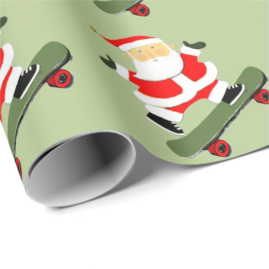 Papier Cadeau Cadeau de Noël skateboard (Coin rond)