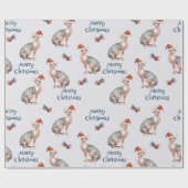 Papier Cadeau Cadeau de Noël Sphynx Chat, Décor de Noël (Plat)