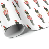 Papier Cadeau Cadeau de Noël traditionnel Casse-noix aquarelle (Coin rond)