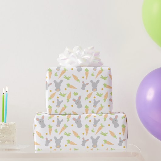 Papier Cadeau Cadeau de Pâques de lapins et carottes mignons (Cadeaux de fête)