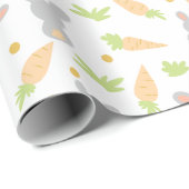 Papier Cadeau Cadeau de Pâques de lapins et carottes mignons (Coin rond)