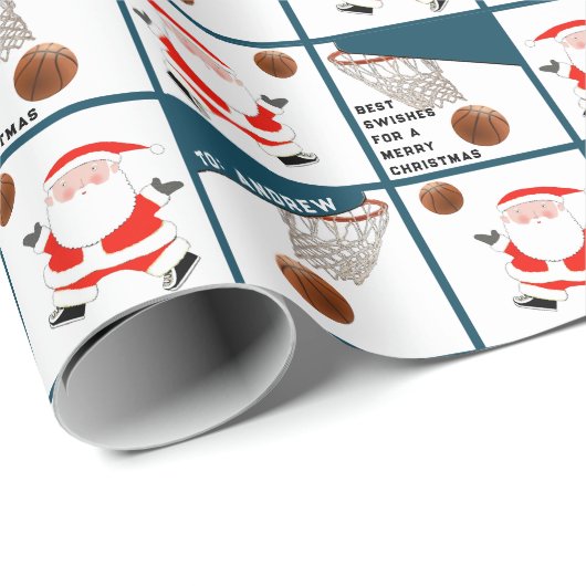 Papier Cadeau Cadeau de vacances de basket-ball (Coin rond)