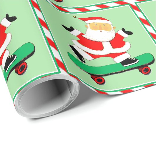 Papier Cadeau Cadeau de vacances de skateboard (Coin rond)